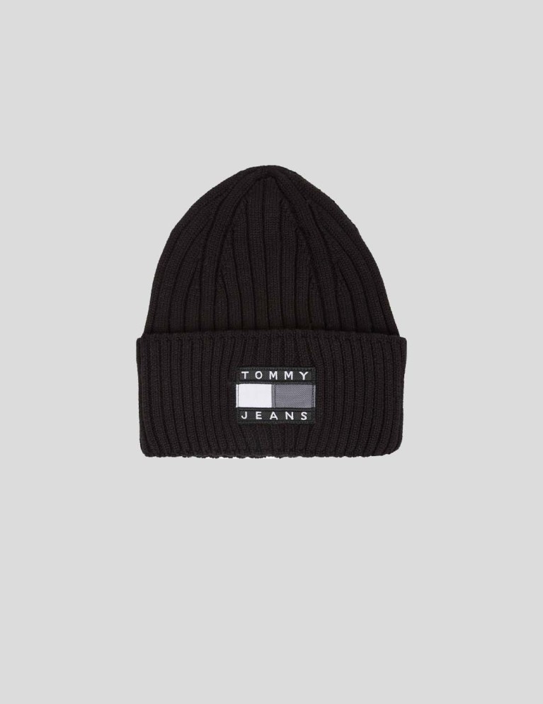 Cappello TOMMY JEANS archivio patrimonio beanie nero